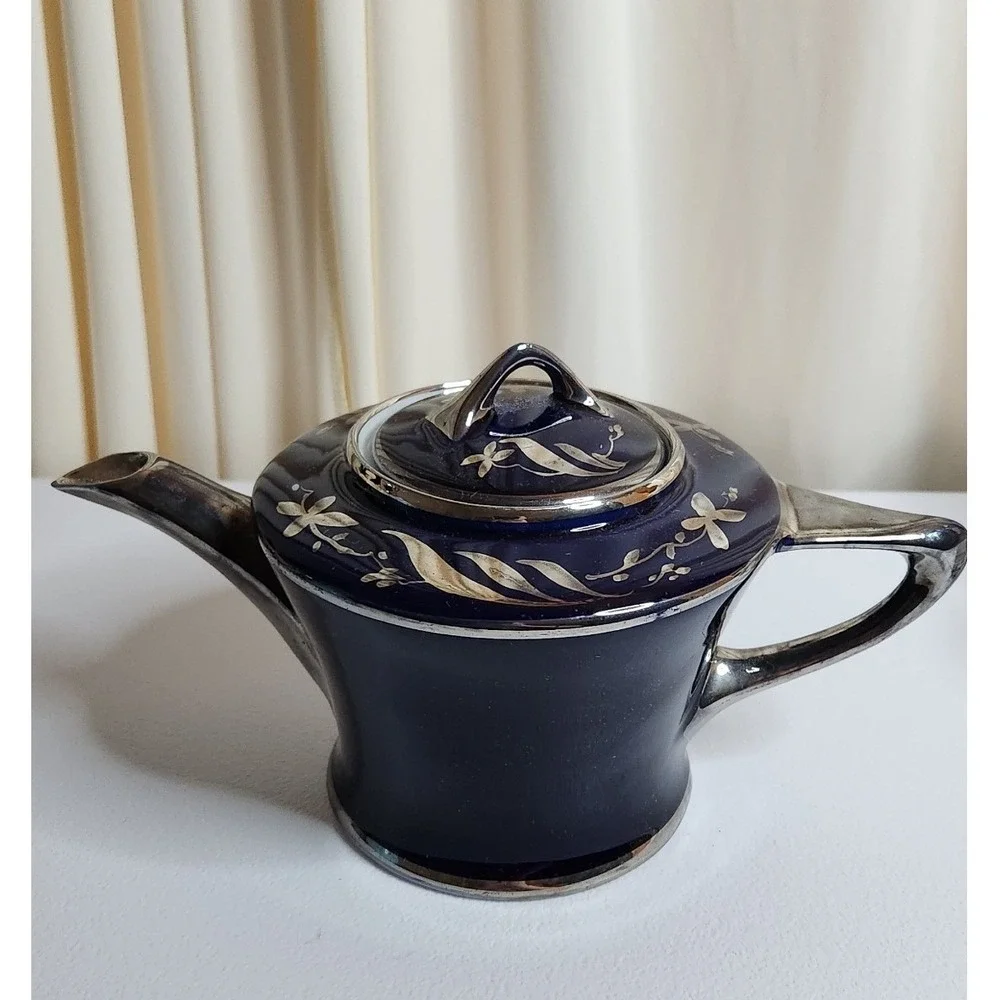 Fraunfeiter Cobalt and Gold Trimmed Teapot